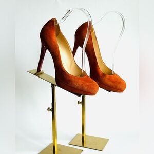 Christian Louboutin Paris platform Elegant Women's Suede Heels - Rust Sz 35